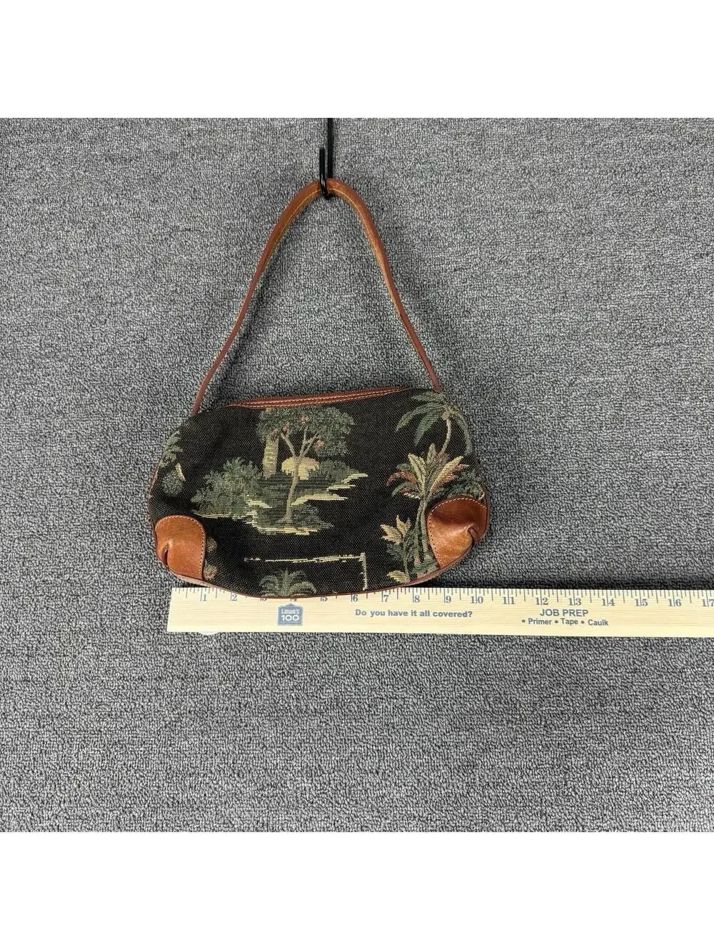 Vintage 90s Y2K Tommy Bahama Dark Floral Tapestry Baguette Bag Purse - Picture 4 of 7